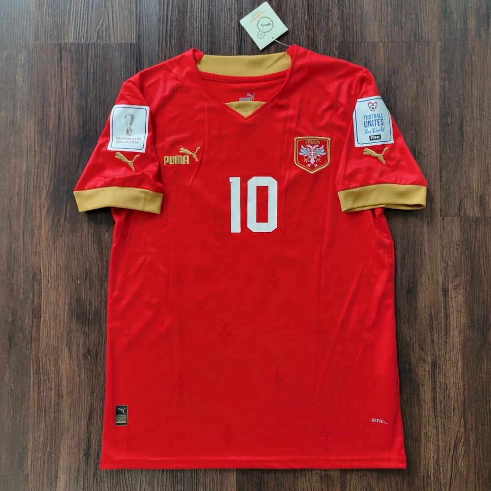 Dusan Tadic Serbia Soccer Team New Men's World Cup 2022 Red Soccer Jersey